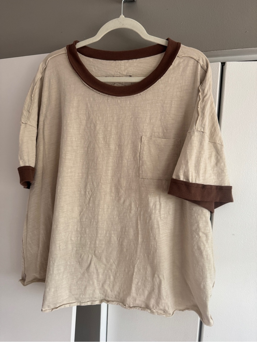 3XL Deconstructed Raw-Hem Ringer Tee
